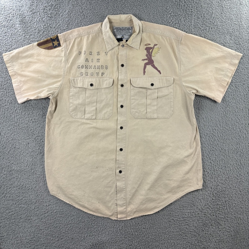Vintage Avirex Shirt Mens Small First Air Commando Group Military WW2 90s